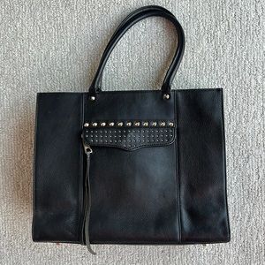 Black leather, silver studded Rebecca Minkoff tote